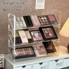 1件/3件装亚克力化妆品收纳架，带口红、指甲油、粉底和散粉收纳架 - 适用于梳妆台、卧室、浴室的紧凑型展示架 - 开放式化妆品收纳架（无需组装） - 無色 - 查看 3