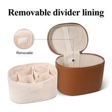 Makeup Bag, Leather Travel Toiletry Bag, Fashionable Cosmetic Bag, Waterproof Travel Cosmetic Bag With Zipper, Waterproof Cosmetic Bag For Women, Travel Makeup Bag With Compartments And Handle, Portable Cosmetic Organizer Bag, Toiletry Bag For Women - 棕色 - 查看 2