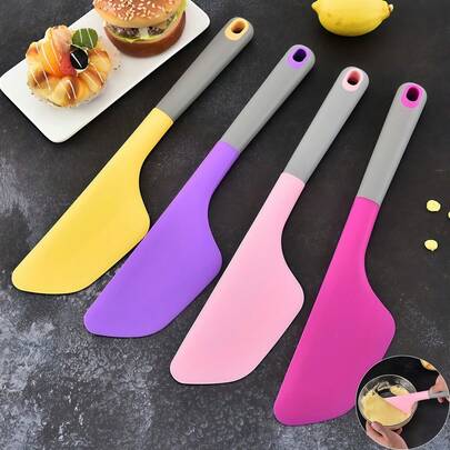 Integrated Silicone Scraper Spatula For Baking Cakes And Cream, Silicone Spreader, Household Salad And Jam Stirring Knife. It Has Good Toughness, Is Easy To Use And Easy To Clean