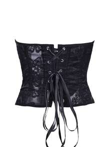 Apperloth A Áo corset thêu hoa phong cách Y2K, cài móc phía trước, hở lưng, thích hợp cho các buổi đi chơi, Giáng sinh, trang phục Halloween, màu đen mùa hè. - màu đen - Xem 6