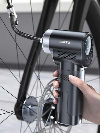 Portable Wireless Handheld Car Tire Inflator/Air Compressor With Pressure Gauge, Suitable For Cars, Motorcycles, E-Bikes, Bicycles, Balls, Etc. 7.4V 2000Mah