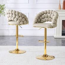 Barstools - Gray + Metal + Velvet + Metal - View 12