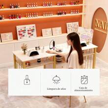 Escritorio Minimalista Para Salón De Uñas Con 3 Cajóns 160cm - Multicolor - Ver 9