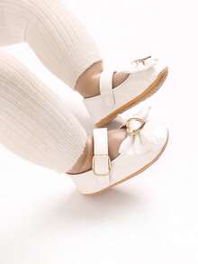 Spring/Autumn Infant Girls Cute Fashion Flat Shoes With Bow Decor, Rubber Non-Slip Sole, Toddler First Walking Shoes, 0-1 Years Old - White - View 8