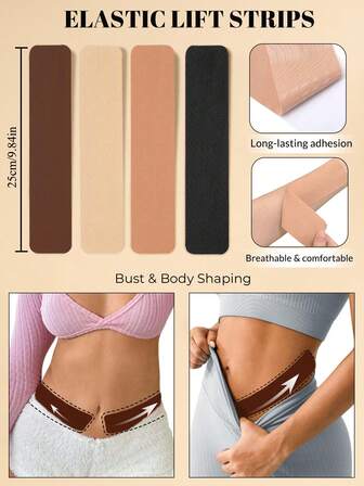 5 Pairs Of Breast Lifting Tape And Abdominal Shaping Tape - Waterproof Tummy Control Tape For Flattening The Abdomen And Lifting Back Fat; Elastic Shaping Tape Suitable For Loose Skin And Postpartum Abdominal Shaping.