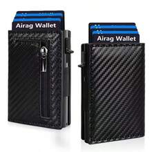 1 pieza Cartera de fibra de carbono con protección RFID para hombres, billetera minimalista de lujo ultra delgada, bolso de embrague de metal negro para negocios, regalo para novio, padre, esposo, regalo de viaje y negocios para hombres, casual de negocios, almacenamiento NASH - Multicolor - Ver 13