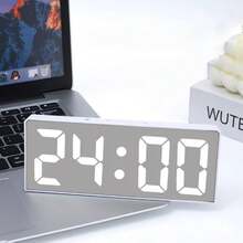 1 个数字闹钟、夜光镜显示、台钟、时间显示、独立装饰、LED 数字显示、USB 供电、温度显示、可调亮度、日期功能、拱形边框、ABS 材质、≤36V 工作电压（不含电池）