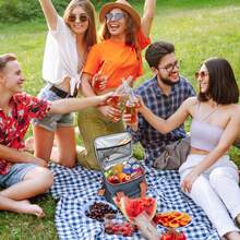 Cooler Bag, Picnic Bag, Insulated Bag, Lunch Bag For On The Go, Double-Decker Thermal Bag For Men And Women, Foldable Insulated Lunch Bag, Portable Lunch Box, Reusable Lunch Box For Men And Women With Shoulder Strap, Lunch Bag With Powerful Cooling Performance. Waterproof, Foldable Cooler Bag For School/Work/Outdoors - 黑色 - 查看 2