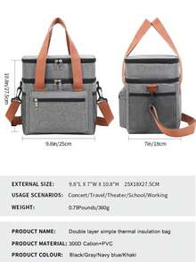 Cooler Bag, Picnic Bag, Insulated Bag, Lunch Bag For On The Go, Double-Decker Thermal Bag For Men And Women, Foldable Insulated Lunch Bag, Portable Lunch Box, Reusable Lunch Box For Men And Women With Shoulder Strap, Lunch Bag With Powerful Cooling Performance. Waterproof, Foldable Cooler Bag For School/Work/Outdoors - 灰色 - 查看 10