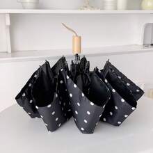 Minimalist Polka Dot Pattern Black Coating UV Protection Portable Folding Umbrella, Suitable For Outdoor Travel And Photography, Spring Summer Picks, Brides Maid Gifts, Room, Bedroom Decor, Bedroom Decor, Beach, Travel, For Men, For Women, Vacation, Women's Day, Travel Essentials, Wedding Favors, Y2k, Bedroom, Car Accessories Women, Kitchen Decor,Cute Stuff - Multicolor - View 5
