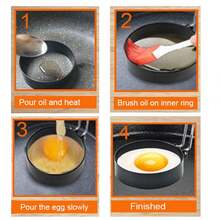 2pcs (1pc Stainless Steel Egg Rings With Silicone Handle+1pc Silicone Oil Brush) - Non-Stick Round Egg Molds For Breakfast & Pancakes - Home & Commercial Kitchen Cooking Tools - 430 Stainless Easy Clean Egg Cooker Moulds - Black - View 5