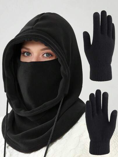 2 piezas Conjunto de gorro de invierno para mujer, pasamontañas a prueba de viento, máscara de esquí, protector facial para exteriores apto para actividades al aire libre en clima frío, regalo de San Valentín para mujer