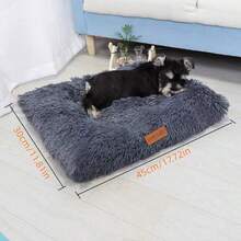 1PC Washable Plush Pet Crate Bed For Dog Anti-Slip Pet Mat Bed For Cat Fluffy Comfy Pet Sleeping Mat - Dark Grey - View 3