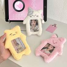 1pcs  Cute Butter Cat Shape, Fluffy Bunny Campus Card Holder, Portable Pendant Card Holder, Used For Meal Card/Bus Card/Employee Card, Idol Card Display And Storage - Nhiều màu - Xem 2