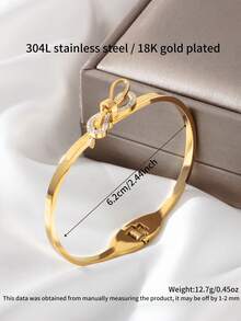 1 chiếc vòng tay bằng thép không gỉ đính đá lấp lánh sang trọng, thích hợp cho đám cưới, tiệc tùng, đeo hàng ngày, quà tặng trang sức thời trang. - vòng đeo tay - Xem 5