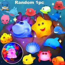 闪光彩色无孔沐浴玩具，发光海洋动物套装，浴缸漂浮水上玩具，浴室水浴盆游戏泳池派对的绝佳礼物，沐浴玩具，婴儿玩具，婴儿浴盆