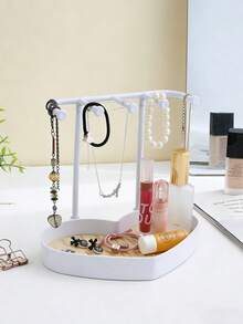 爱心首饰展示架，桌面/梳妆台耳环项链手镯戒指展示架，入户钥匙收纳架，带木质托盘项链架，项链展示架，浴室首饰收纳挂钩和收纳架，适用于项链、手镯、耳环、戒指、钥匙、手表、情人节礼物 - 彩色 - 查看 6