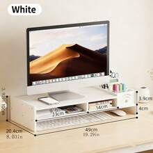 1 Giá đỡ màn hình bằng gỗ có ngăn chứa đồ, hỗ trợ cổ và thiết kế phân chia ngăn, kiểu dáng văn phòng đơn giản, hình chữ nhật màu trắng/đen với 3 khe cắm bút + không gian lưu trữ phía dưới, chân đế chắc chắn giúp nâng cao màn hình và sắp xếp bàn làm việc gọn gàng cho văn phòng/nhà. - Nhiều màu - Xem 6