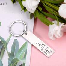 1 buc Breloc dreptunghiular din oțel inoxidabil, minimalist, inspirațional, de nișă metalică