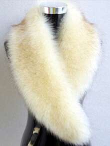 Women's Fox Fur-Look Collar Shawl With Oversized Fur Trim Warm Imitation Fur Collar Thickened Faux Fur Collar Length 100cm * 17cm - màu đen - Xem 7