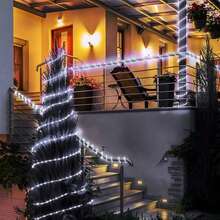 1pc 50/100/200/300 LED 7m/12m/22m/32m Solar String Lights, 8 Modes, Outdoor Lighting Suitable For Garden, Backyard, Patio, Deck, Porch, Pool, Tree Decoration [Solar] - White - View 9