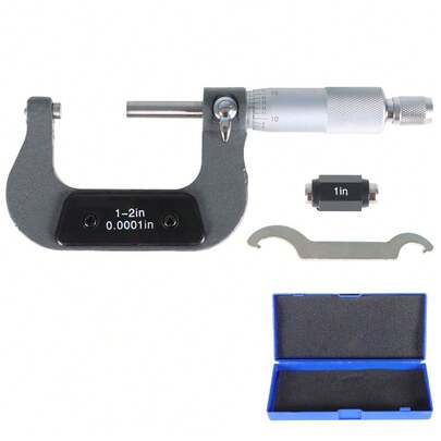 U-Shaped Outer Micrometer 1-2 Inch With Carbide Tip Accuracy 0.0001 Inch Suitable For Precision Measurement Work With Box