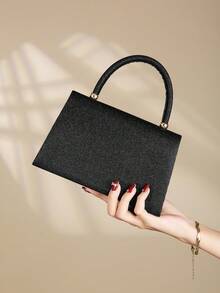 REMANLAND 1个优雅闪亮珠光晚宴手拿包，适合派对、婚礼、舞会等场合。 - 黑色 - 查看 7