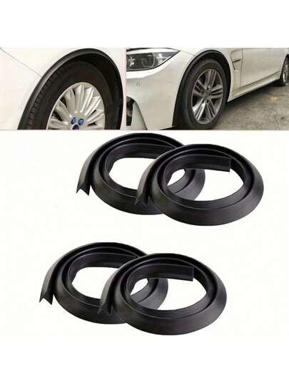 4 miếng chắn bùn xe hơi đa năng - Dải bảo vệ bằng cao su dài 1,5m/59,06in, dùng để trang trí vòm bánh xe.