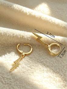 1 Pair Personalized Lightning Drop Earrings,Copper Earrings,Suitable For Daily And Party Decoration. - Lightning Earrings - View 2