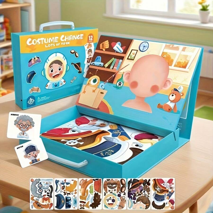 Magnetic Dress-Up Toy For Kids 3-6 | Princess & Character Set With Durable Board -Travel-Friendly, Boosts Fine Motor Skills, Ideal Birthday/Holiday Gift For Boys & Girls - Face-changing Boy - View 1