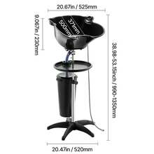 Portable Shampoo Bowl, Deep Shampoo Sink With Adjustable Height & Angle, Washing Hair Station Includes Drain Hose, Shower Head And Bucket, Salon Sink For Home & Barber Use, Black - With basin, single bucket - 查看 10