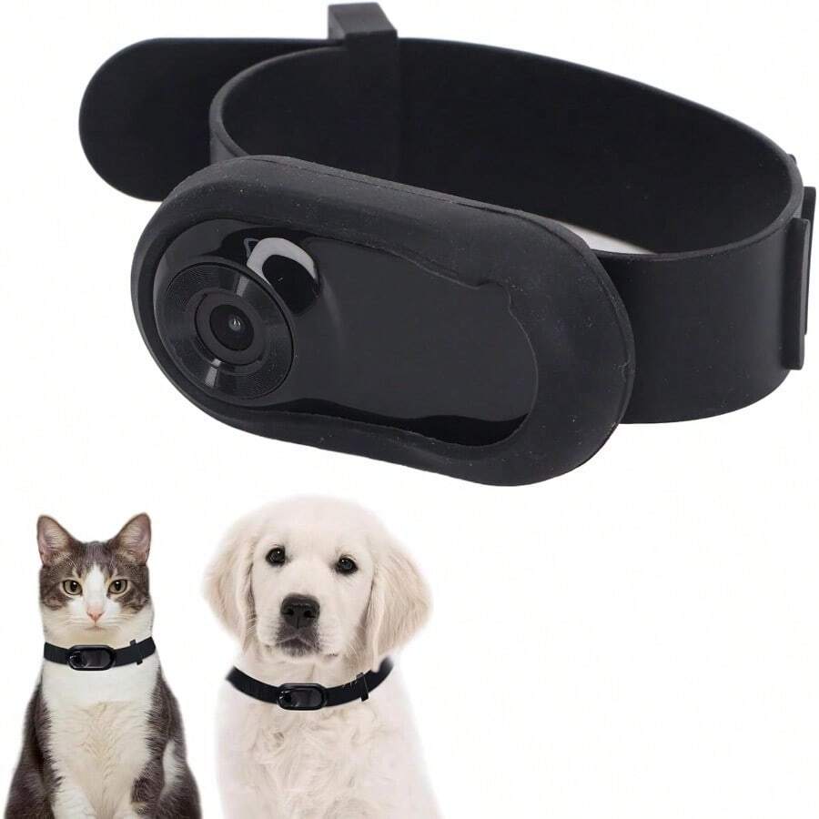 GYJ  Sanpyl Camara para Collar para Mascotas HD 1080P Camara para Collar para Gatos Camara para Collar para Perros con Gran Angular de 120 ° Mini Camara de Accion para Registros de Black82 - Negro - Ver 1