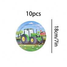 10 pièces/20 pièces/40 pièces/50 pièces Set de vaisselle et assiettes thème ferme tracteur vert - Fête de la ferme, assiettes de 7" et 9", assiettes à dessert jetables, fournitures de fête d'anniversaire thème ferme pour enfants et rassemblement rustique - Multicolore - Voir 9