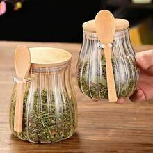 Conjunto de 1/2/3/4 potes de vidro para temperos de cozinha, 360ml, com tampas, estampa de abóbora, ideais para armazenar especiarias, grãos de café, com colher. Perfeitos para guardar temperos, chás de ervas, grãos, cominho, açúcar e grãos de café. Ideais para organizar e decorar a mesa da cozinha. Perfeitos também para festas, casamentos e presentes.