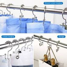Ganchos para cortina de ducha, 12 ganchos de ducha para cortina de ducha, ganchos duraderos de acero inoxidable para cortina de ducha de bao, anillos de ducha para barra de cortina de ducha dorado - Dorado - Ver 3
