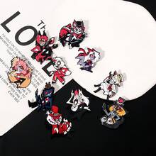 1件 Hazbin 卡通动漫酒店翻领珐琅徽章天使恶魔龙胸针人偶金属吊坠粉丝徽章包包配件礼物 - 彩色 - 查看 10