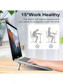 Soporte de laptop de aluminio ultraligero - Ergonómico, portátil, soporte de escritorio invisible con almohadilla de enfriamiento y soporte ajustable - Multicolor - Ver 9
