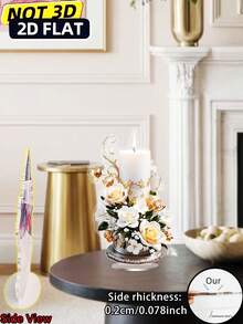 2D Plano 1 Vela Hilo dorado envuelto alrededor de la flor de lirio Accesorio de mesa -Ilustración óptica 3D (18cm/7.1 pulgadas) Adecuado para decoración del hogar - Decoración de la habitación - Decoración de accesorios de oficina - Día de San Valentín - Día de la Madre - Regalo de cumpleaños, Decoración de boda - Vuelta a la escuela - El mejor regalo para amigos y familiares