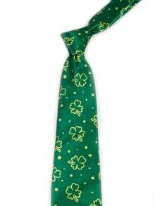 8cm Men's Unique Design Novelty Tie, Four-Leaf Clover Tie, Wedding Business Party Gift - Multicolor - View 5
