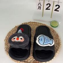 Girls' And Ladies' Popular Slippers, Versatile Cool Slippers, Summer Home Slippers, Couple's Dormitory Solid Color Simple Striped Slippers, Round Toe New Home Bathroom Anti Slip Flat Slippers, Ladies' And Boys' Black Anti Slip Universal Outdoor Wear, Indoor Home Bathroom Shower Slippers, Men's Slippers - Black Petals [Penguin] - View 3