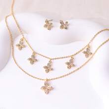 2pcs Minimalist Double-Layer Leaf Shaped Jewelry Set, Suitable For Daily Wear And Gatherings - Women's Jewelry Sets - View 1