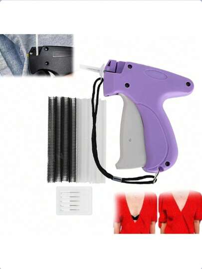 Quick Clothing Fixer,Consulbefor Sewing Machine,Quilt Tacking Gun,Micro Stitch Gun,Mini Stitch Hemming Gun For Clothes,Micro Tagging Stitch Tool For Clothing(1 Tag Gun + 6 Needles + Glue Needles 500 White And 500 Black)