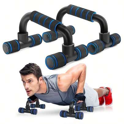 Holiday Gift Home Workout Equipment Push Up Bars - Universal Blue/Red/Green Pushup Rod With Cushioned Foam Grip & Non-Slip Design
