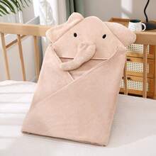 1pc Baby Cartoon Coral Fleece Hooded Bath Towel, Children Blanket, Infant Bathing Towel, 31.5*31.5 Inches, Made Of Super Absorbent Polyester, Warm And Breathable, Cartoon Animal Design For Home And Outdoor Use, Suitable For All Year Round - Multiple Styles Available - View 13