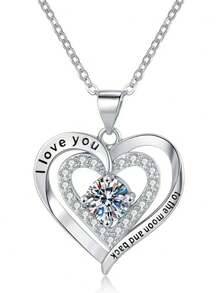 Popular Women's Minimalist Accessories ILOVEYOU Letter Necklace, Heart Pendant Jewelry - Multicolor - View 2