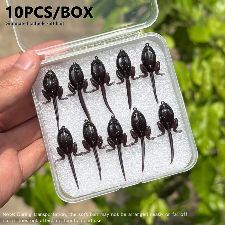Tadpole Soft Bait With Hook - Artificial Fish Floating Lure, Realistic Tadpole Fly Fishing Bait, Dark TPE Material, Suitable For Freshwater And Saltwater Fishing