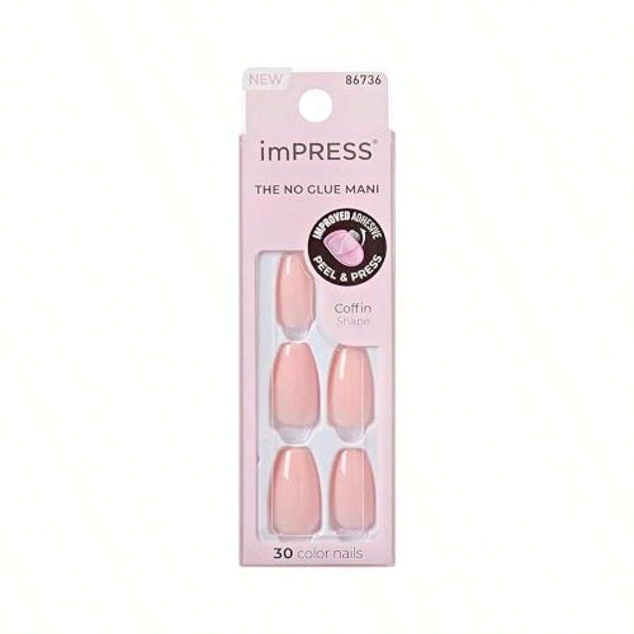 CYImpress Uñas Postizas Sin Pegamento Kiss Color 'Pink Dream' Rosa Tamaño Mediano Forma De Ataúd Incluye 30 Uñas Almohadilla De Preparación Hoja De Instrucciones Sueño Rosa Medio - Multicolor - Ver 1
