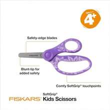 - Tijeras de punta roma SoftGrip de 5 pulgadas para niños de 4 a 7 años (paquete de 3), tijeras para la escuela o manualidades, suministros para el regreso a la escuela, diseños azules,(Azul, morado y rosa) - Multicolor - Ver 3