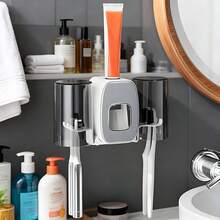 Combined Toothbrush Cup Holder - Wall Mount Organizer With Drainage, Hygienic Drying Function, Space Efficient Bathroom Essential, Easy Clean Surface, Adhesive Installation System, Complete Bathroom Organization, Water Runoff Design - Nhiều màu - Xem 4