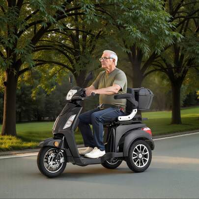 Heavy Duty 3-Wheel Mobility Scooters For Seniors & Adults, 500lbs Capacity, 21.5 Miles 3-Speed Long Range, 1000W All Terrain Electric Recreational Scooter Wheelchair, 20° Max Climbing Capacity
